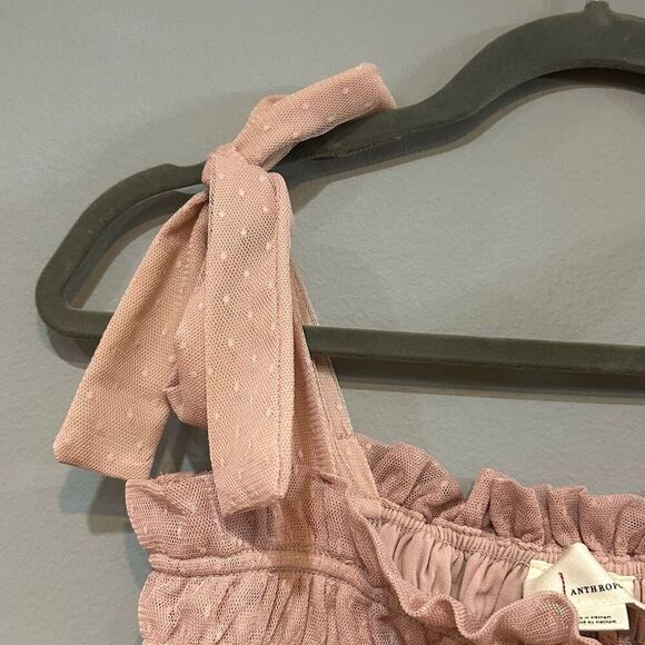 Anthropologie smocked tulle adjustable straps‎ pink mauve size S - Picture 8 of 11